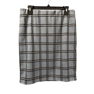 Loft Light Gray Plaid Skirt Sz L women straight pencil skirt. NWT